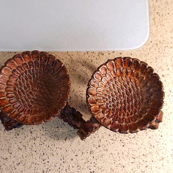 2 Pillar Candle Holder Architectural Scroll Brutalist Style Heavy Metal Sturdy - Picture 7 of 11